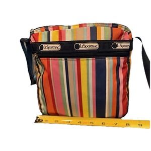 Le SportSac Women's Crossbody Bag Adjustable Strap In Multi Striped FUN COLORS